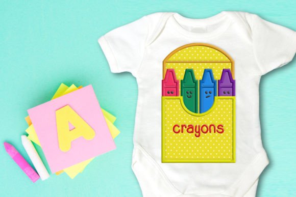 Box of Crayons Applique Design Review for Business Use