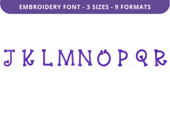 Curves and Bones Font Uppercase J to R Review for Apparel Embroidery