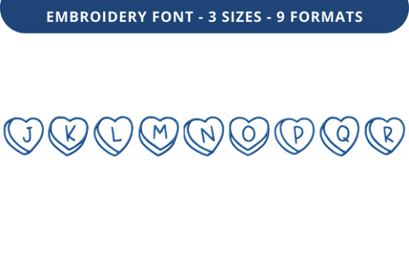Talking Hearts Font Lowercase J to R Review for Apparel Embroidery